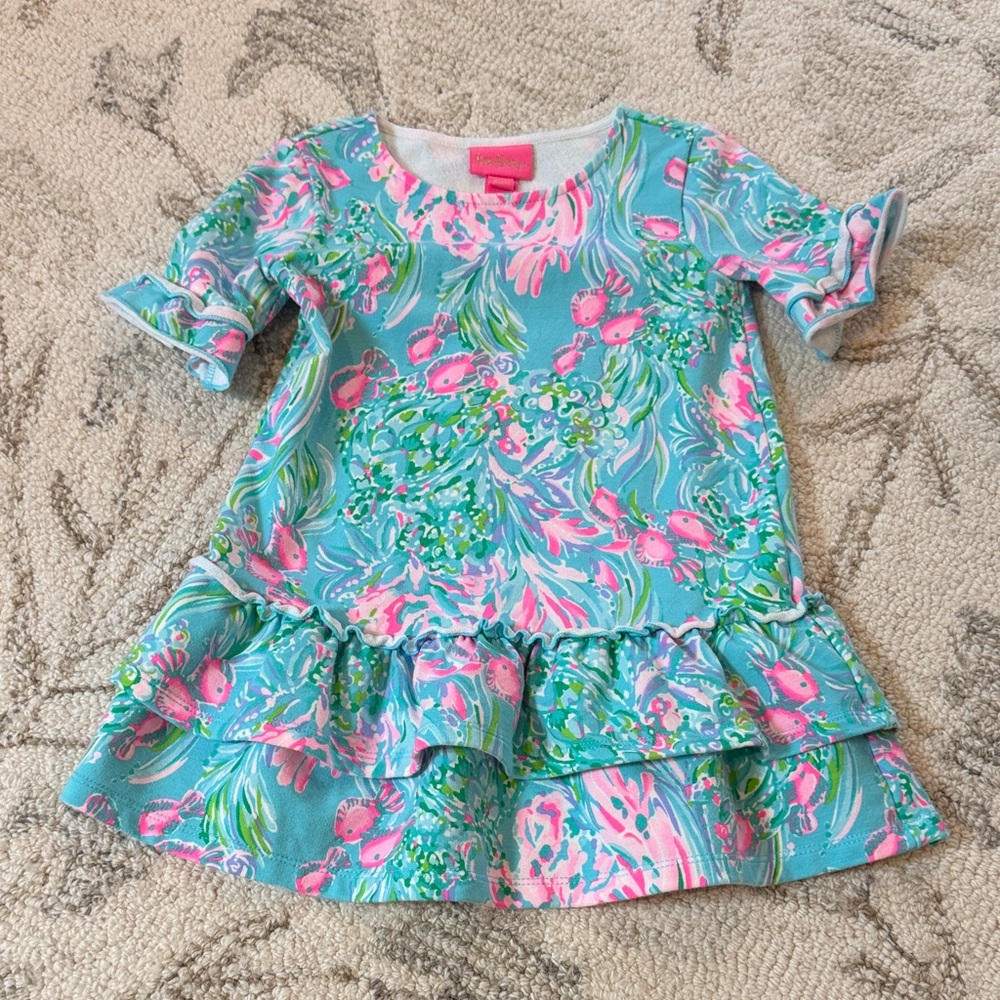 Girls Lilly Pulitzer XS Floral Ruffle Dress